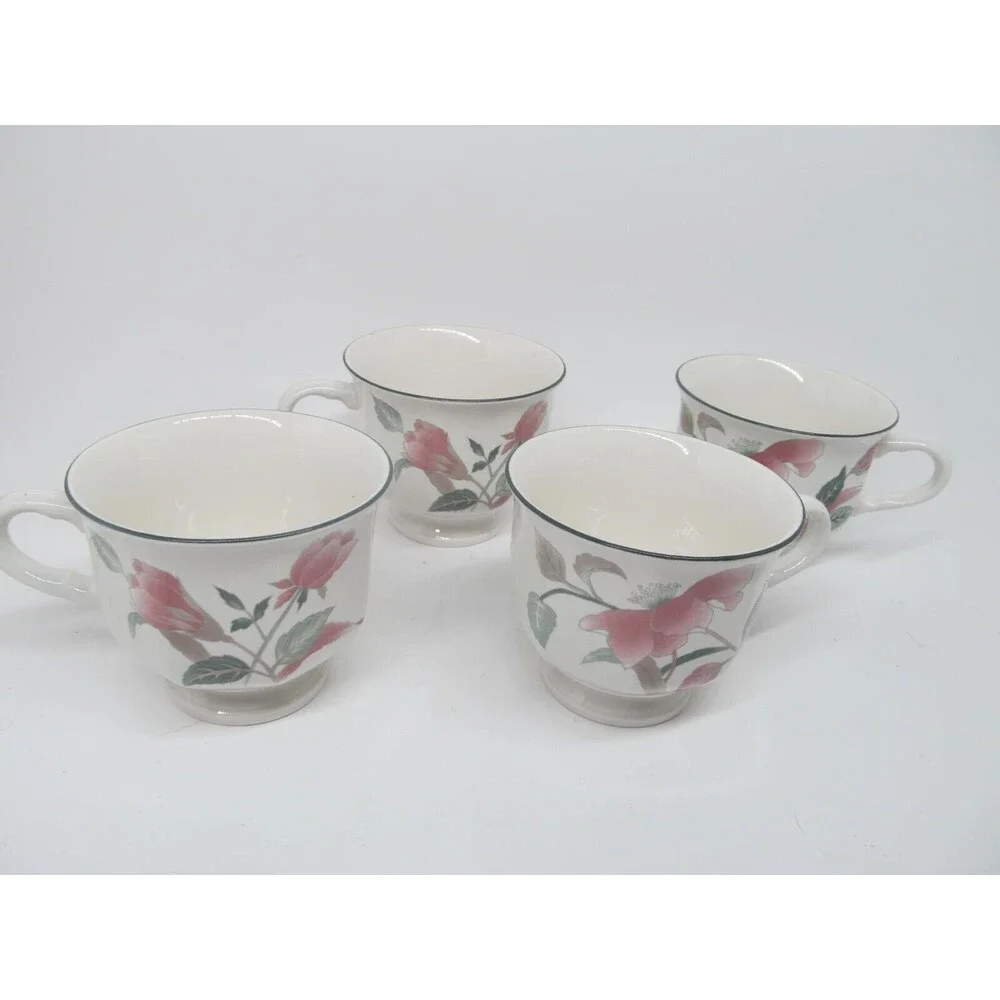 Mikasa Continental Silk Flowers Set Of 4 Coffee Cups VGC